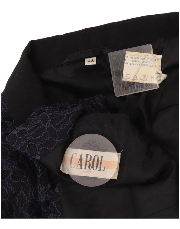 Carol Damen 3-Knopf-Blazerjacke IT 48 XL Marineblaues, geblümtes Polyamid