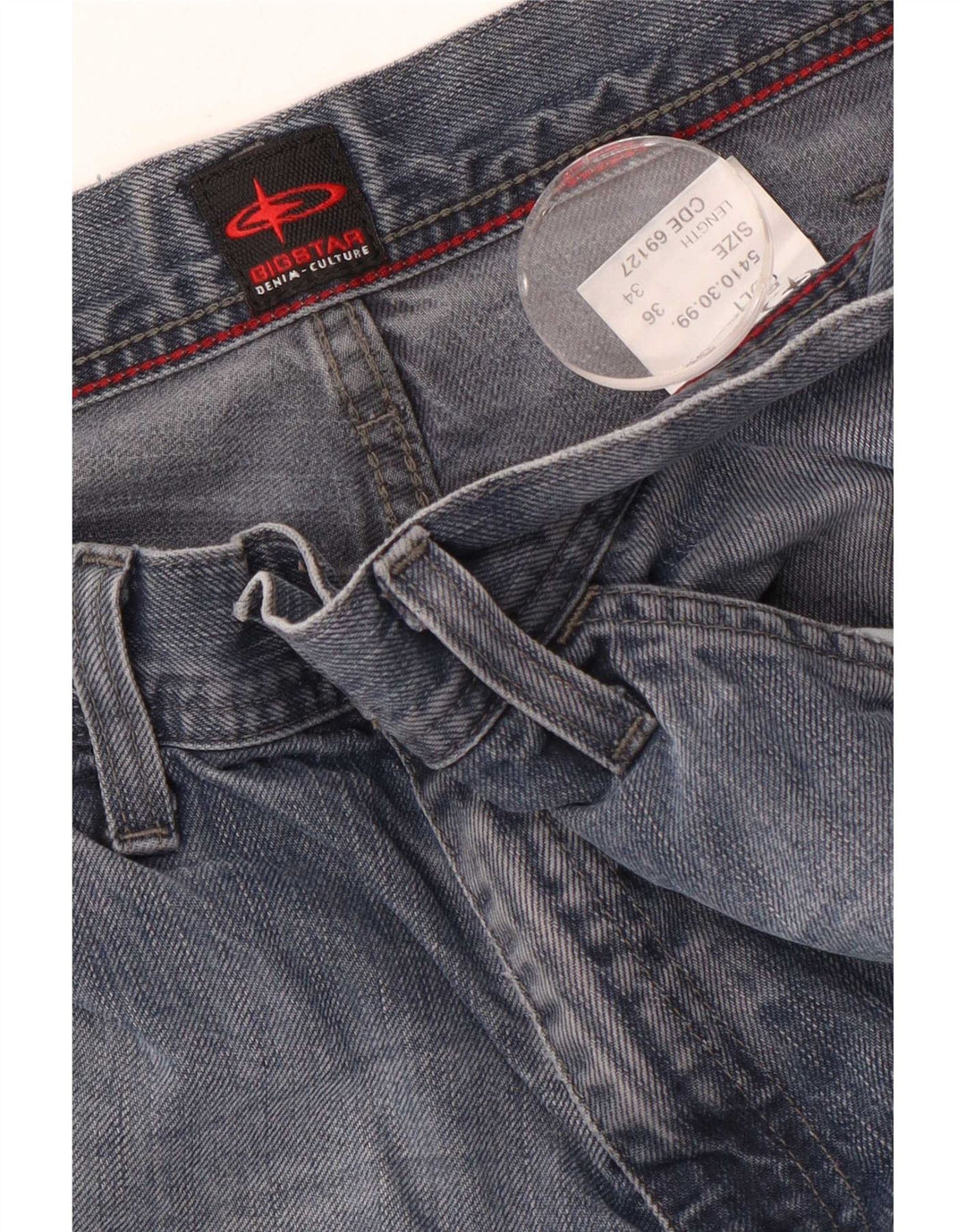 Big Star Herren Straight Jeans W36 L34 Blaue Baumwolle