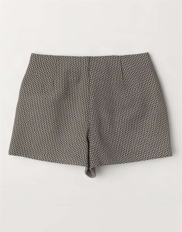 Zara Damen-Hotpants mit hoher Taille, Größe L, W30, Beige, geometrisch