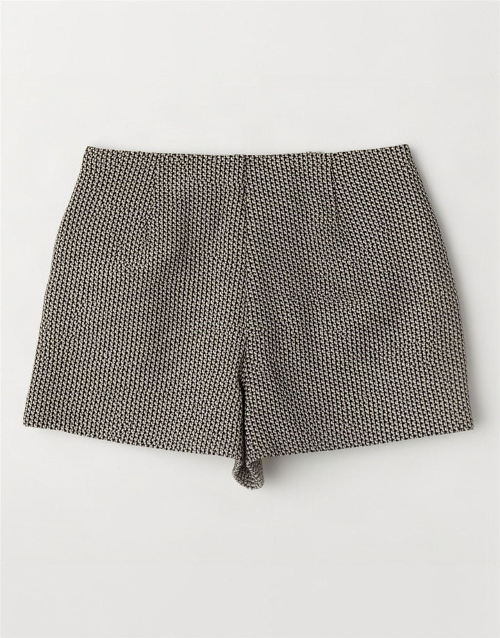 Zara Damen-Hotpants mit hoher Taille, Größe L, W30, Beige, geometrisch