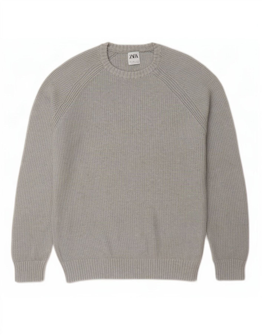 Zara Herren-Pullover mit Rundhalsausschnitt, Größe L, Grau