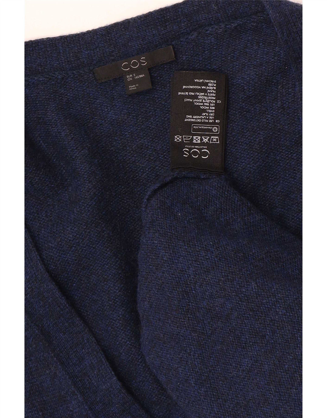 Cos Damen-Longline-Strickjacke in Übergröße, Gr. 10, Größe S, marineblaue Wolle