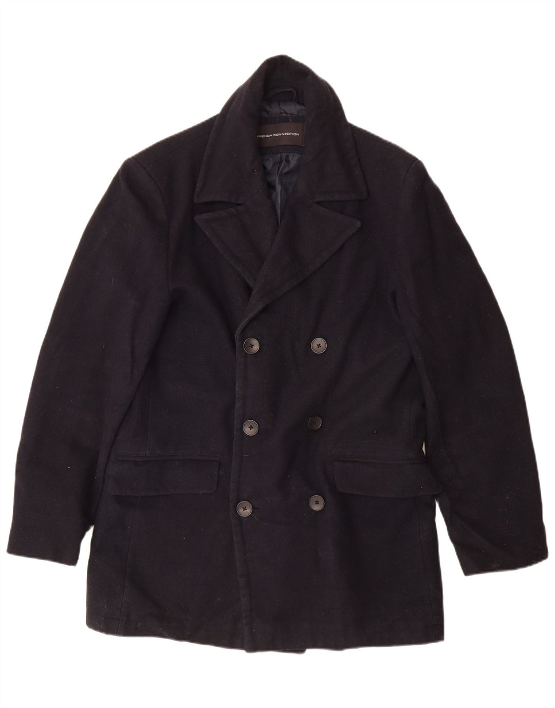 FRENCH CONNECTION Zweireihiger Herrenmantel UK 40 Large Marineblau