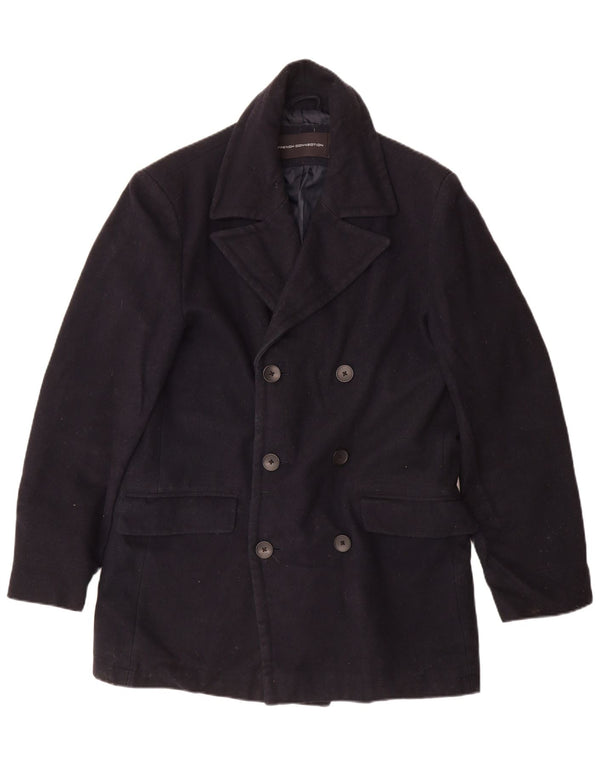 FRENCH CONNECTION Zweireihiger Herrenmantel UK 40 Large Marineblau