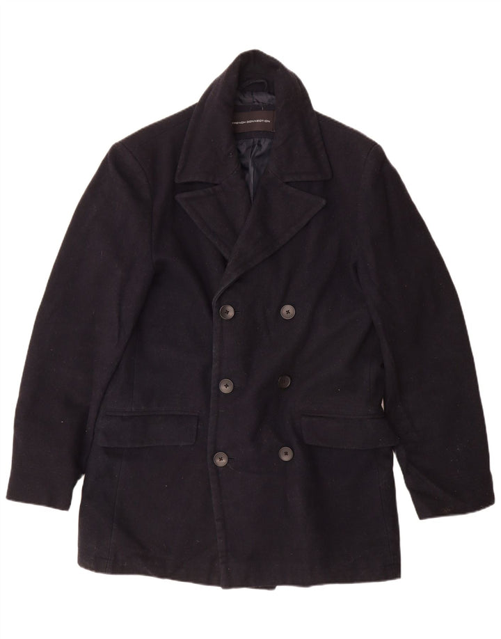 FRENCH CONNECTION Zweireihiger Herrenmantel UK 40 Large Marineblau