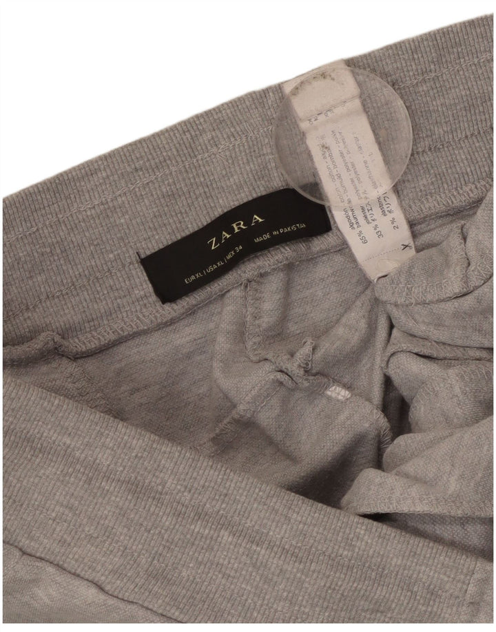Zara Herren Crop Trainingsanzug Hose Jogger XL Grau Baumwolle