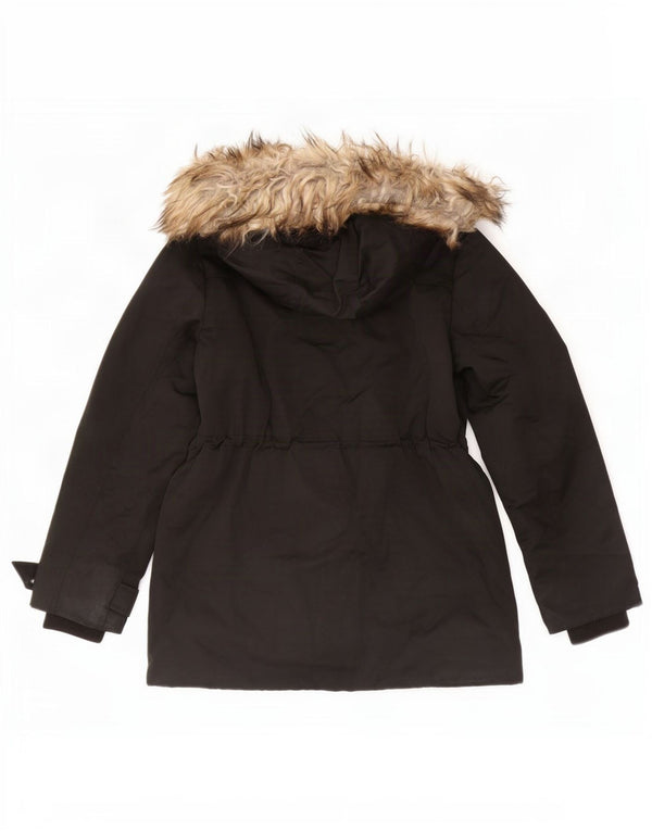 Topshop Damen-Parka mit Kapuze, Gr. 8, Schwarz, Polyester