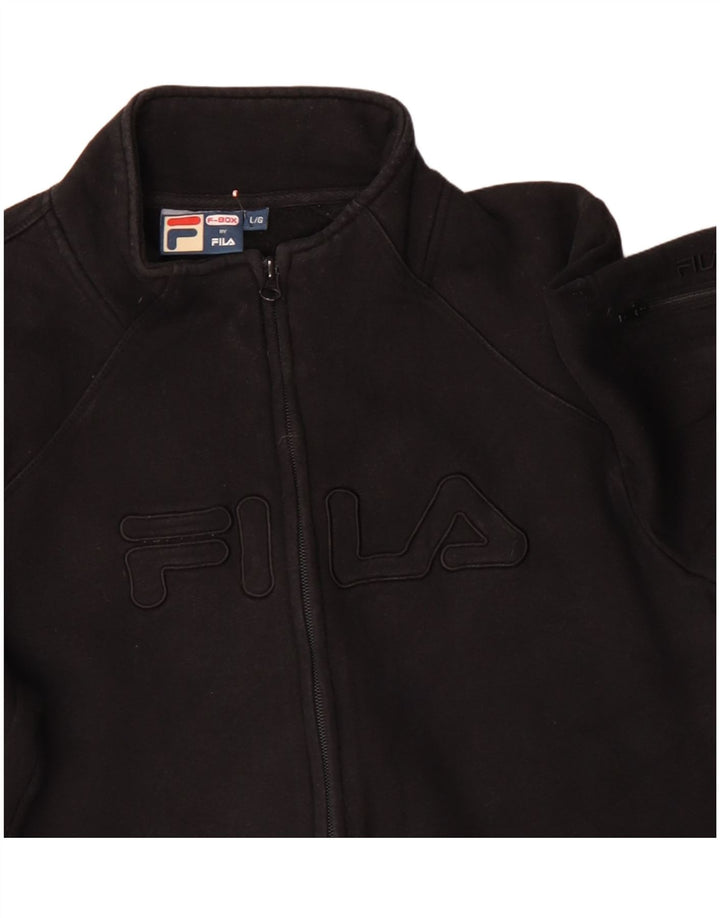 FILA Damen-Trainingsanzugoberteil mit Grafik, Größe UK 16, Größe L, Schwarz, Baumwolle