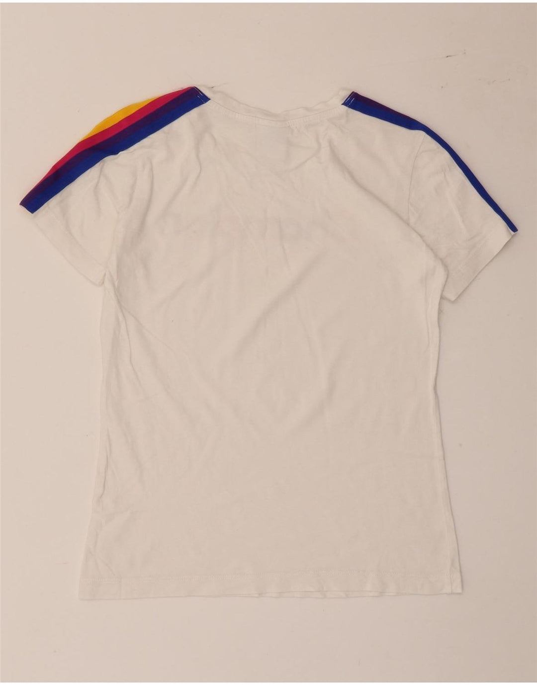 Champion Damen Grafik-T-Shirt-Oberteil UK 12 Mittelweiß gestreift