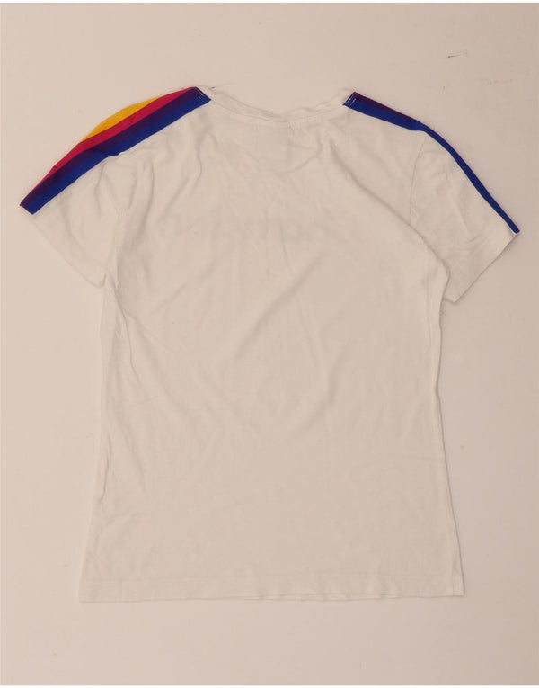 Champion Damen Grafik-T-Shirt-Oberteil UK 12 Mittelweiß gestreift