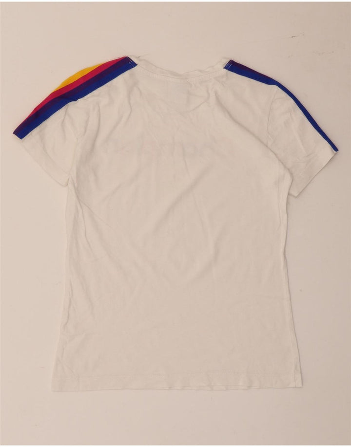 Champion Damen Grafik-T-Shirt-Oberteil UK 12 Mittelweiß gestreift
