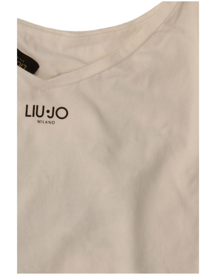 Liu Jo Damen Grafik-T-Shirt-Oberteil UK 14 Mittelweiß