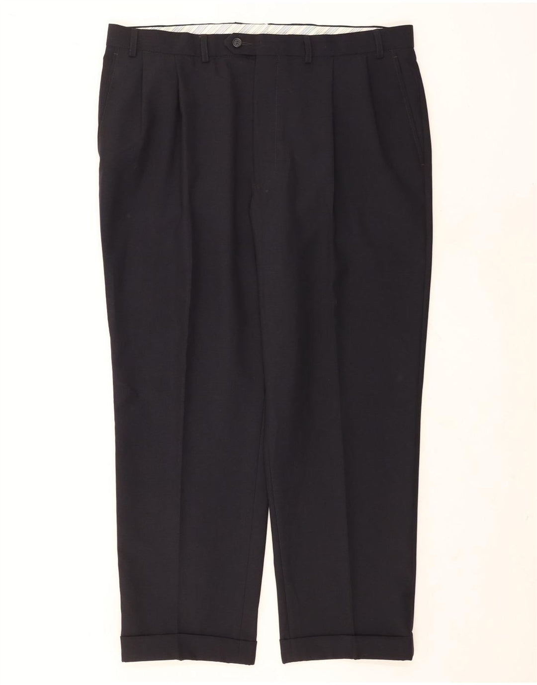 Marks & Spencer Herren-Anzughose mit Pegged-Anzug, W40 L29, marineblaues Polyester