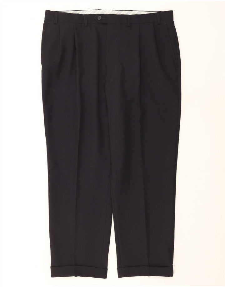 Marks & Spencer Herren-Anzughose mit Pegged-Anzug, W40 L29, marineblaues Polyester