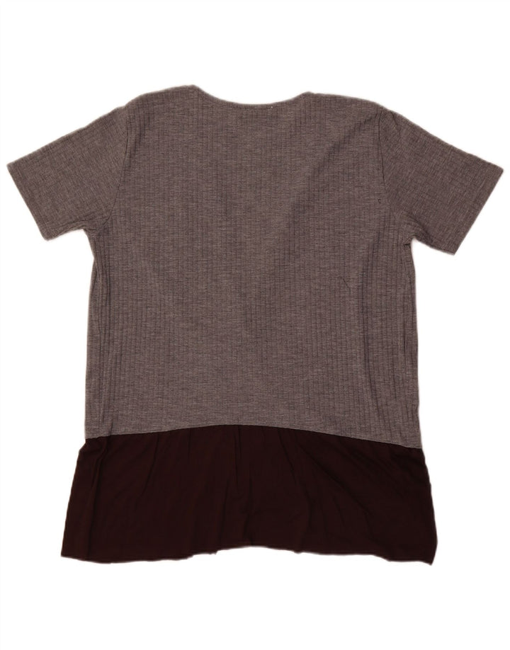 Zara Damen-Blusenoberteil, UK-Größe 46, Größe L, Grau, Farbblock