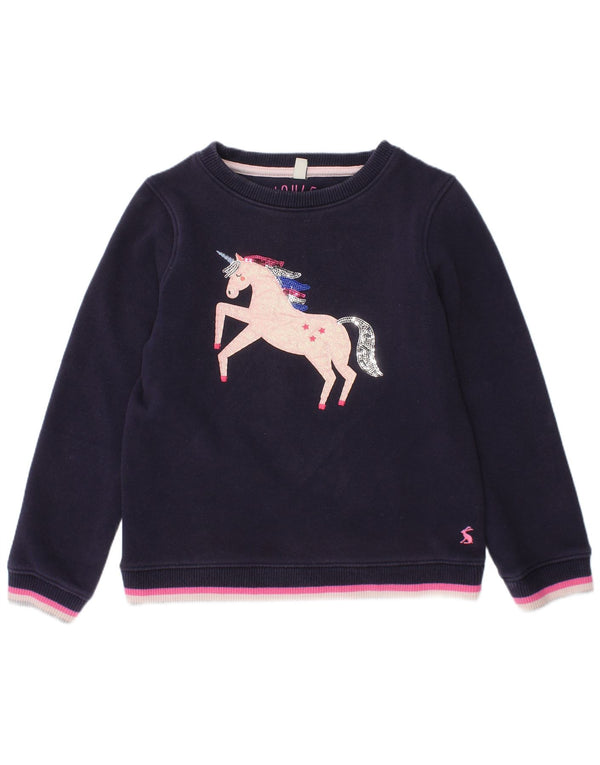 Joules Einhorn-Sweatshirt für Mädchen, 7–8 Jahre, Marineblau, Polyester