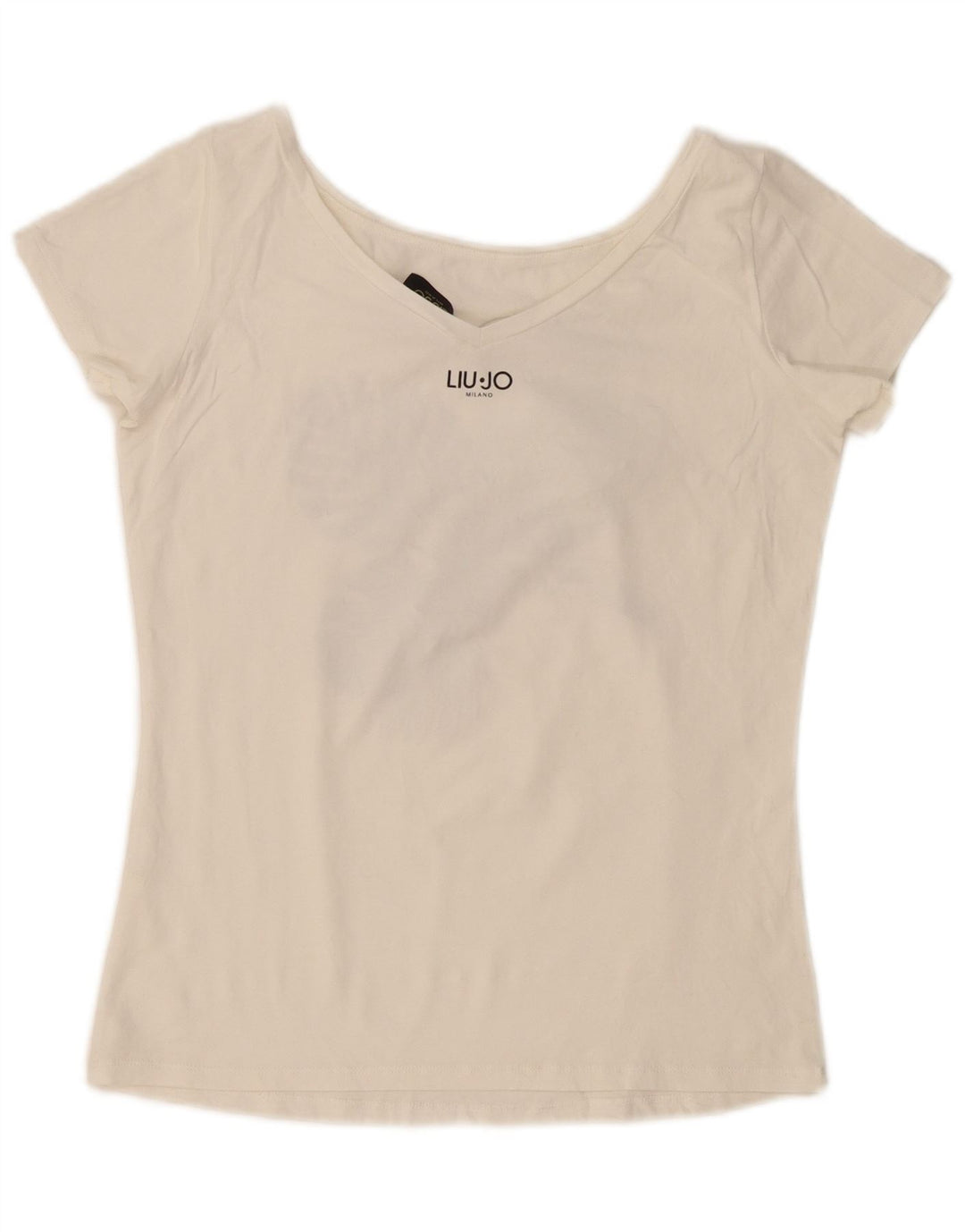 Liu Jo Damen Grafik-T-Shirt-Oberteil UK 14 Mittelweiß