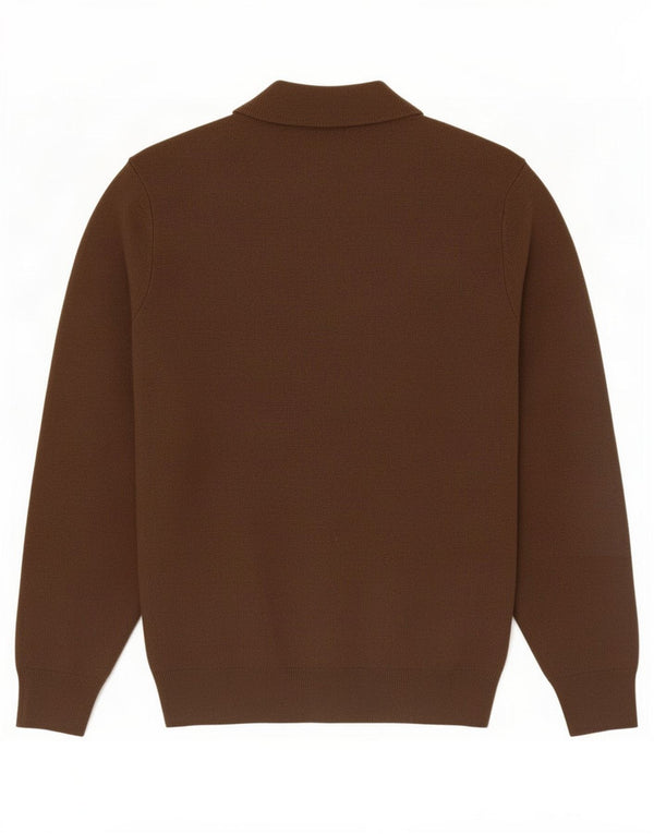 Zara Herren-Pullover mit Reißverschluss am Hals, mittelbraune Baumwolle