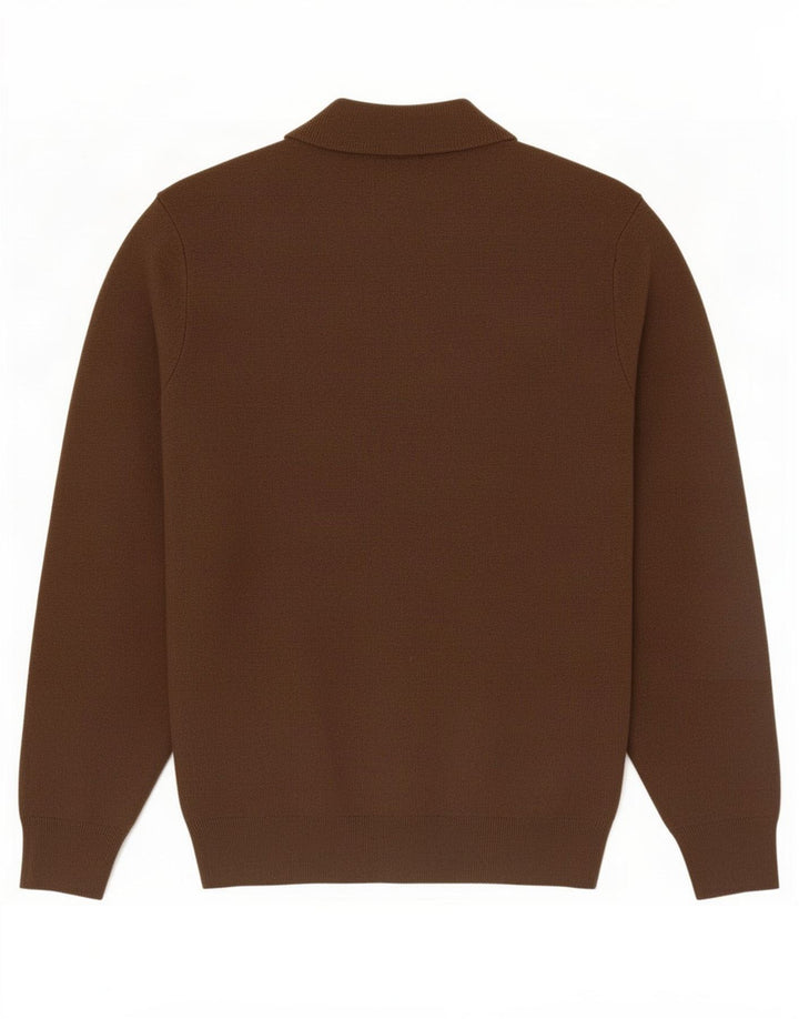 Zara Herren-Pullover mit Reißverschluss am Hals, mittelbraune Baumwolle