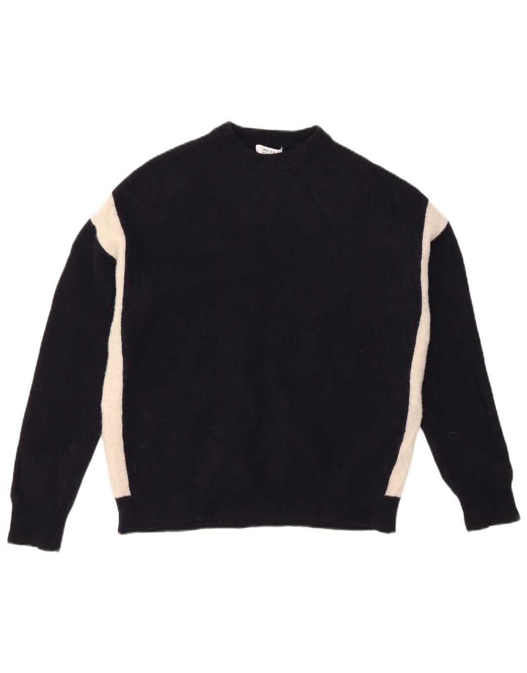 Reiss Herren-Pullover mit Rundhalsausschnitt, mittlere marineblaue Colourblock-Wolle