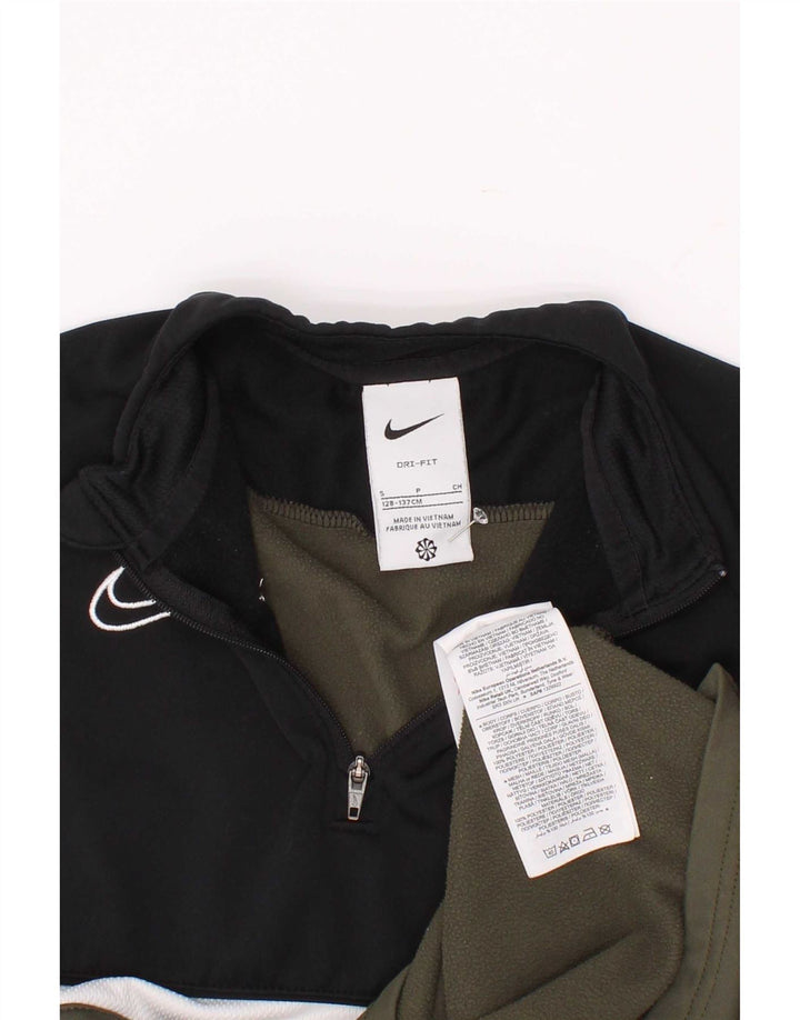 Nike Dri Fit Pullover-Trainingsanzugoberteil für Jungen, 8–9 Jahre, Größe S, Khaki, Farbblock
