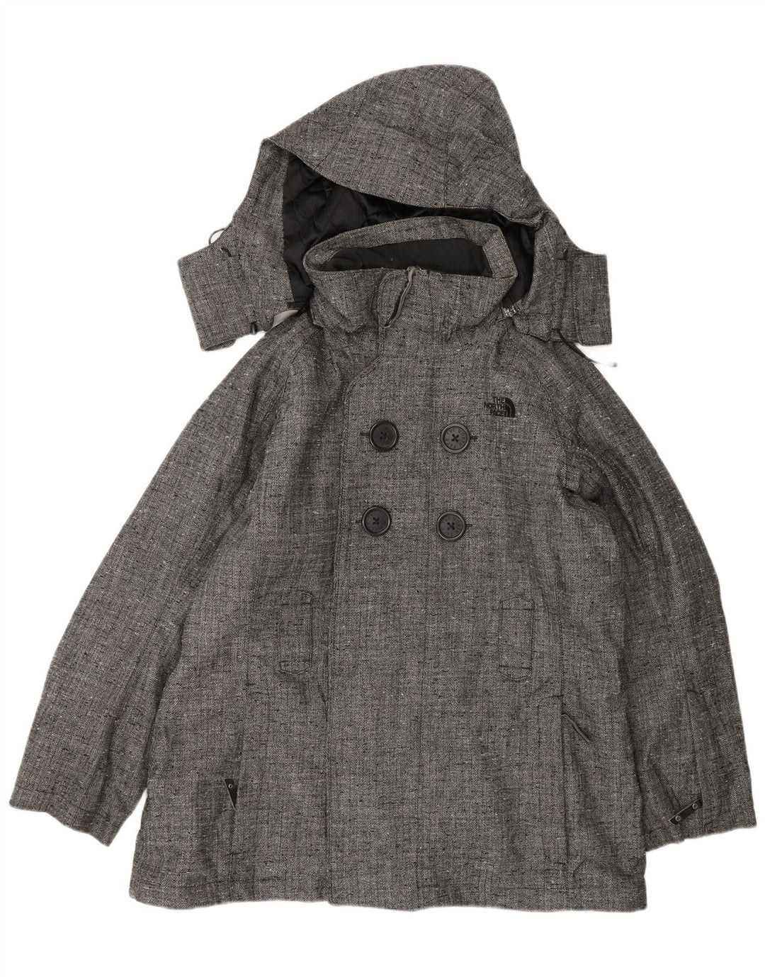 The North Face Damen Bomberjacke mit Kapuze, UK 16, Größe L, grau, Fischgrätenmuster