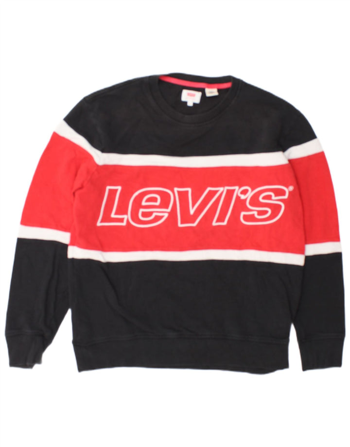 Levi's Herren-Sweatshirt mit grafischem Print, Mittelschwarz, Colourblock-Baumwolle