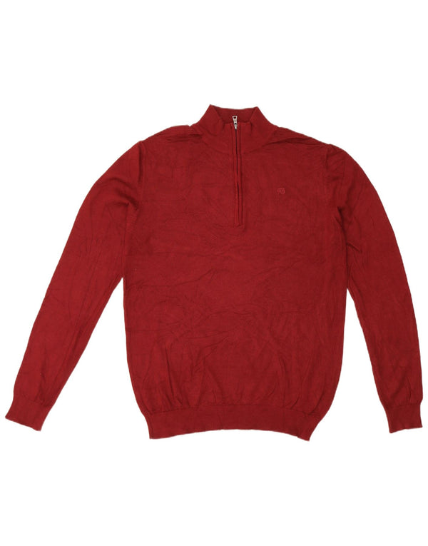 Renato Balestra Mens Zip Neck Jumper Sweater Large Burgundy Viscose