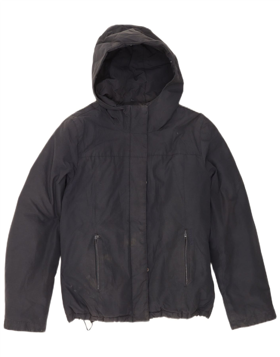 Woolrich Wattierte Damenjacke mit Kapuze, UK 14, mittelmarineblaue Baumwolle