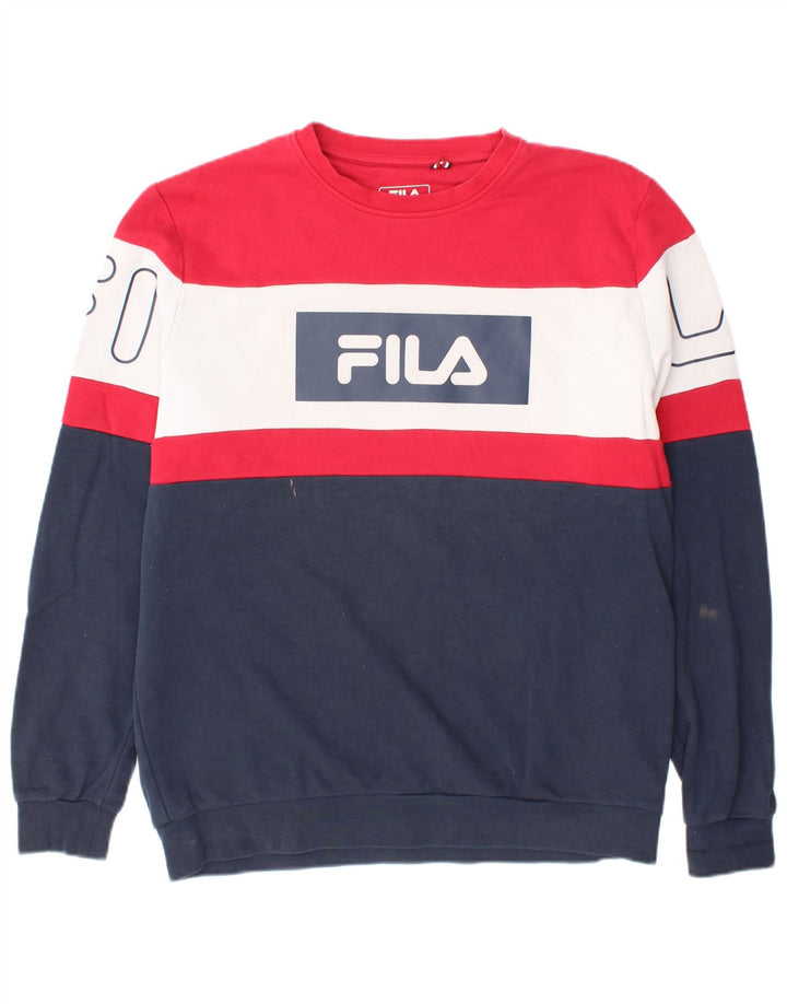 Fila Herren-Sweatshirt mit Grafik, groß, mehrfarbig, Colourblock-Baumwolle
