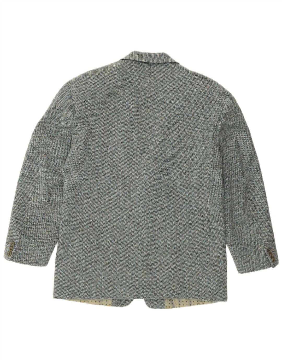 HUGO BOSS Herren 2-Knopf-Blazerjacke IT 52 XL Blaue Fischgräten-Schurwolle