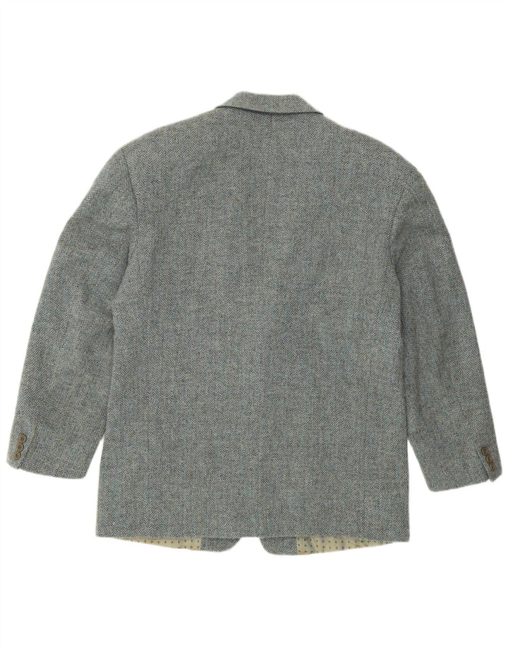 HUGO BOSS Herren 2-Knopf-Blazerjacke IT 52 XL Blaue Fischgräten-Schurwolle