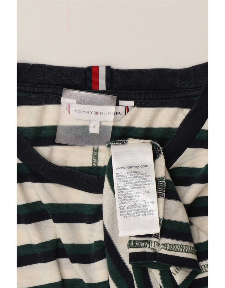 Tommy Hilfiger Herren-Top, langärmelig, klein, grün gestreift, Lyocell