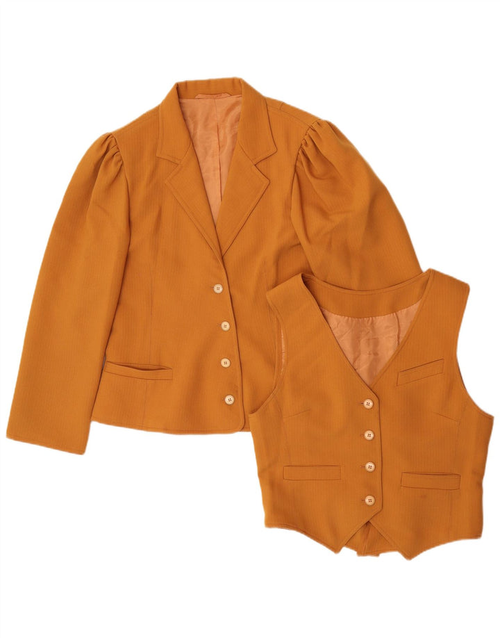 Vintage Damen 4-Knopf-2-teiliges Set UK 10 Small Orange