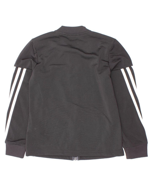 Adidas Mädchen-Trainingsanzug-Top-Jacke, 7–8 Jahre, schwarzes Nadelstreifen-Polyester