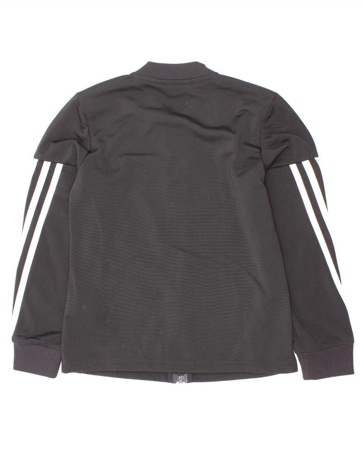 Adidas Mädchen-Trainingsanzug-Top-Jacke, 7–8 Jahre, schwarzes Nadelstreifen-Polyester