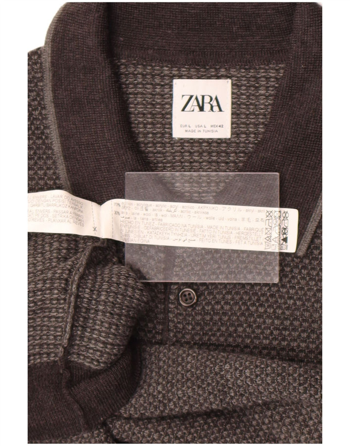 Zara Herren-Pullover mit Rollkragen, groß, Acryl, Grau