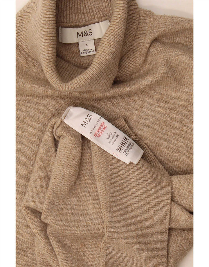 Marks & Spencer Rollkragenpullover für Damen, UK 10, Größe S, Beige, Polyester