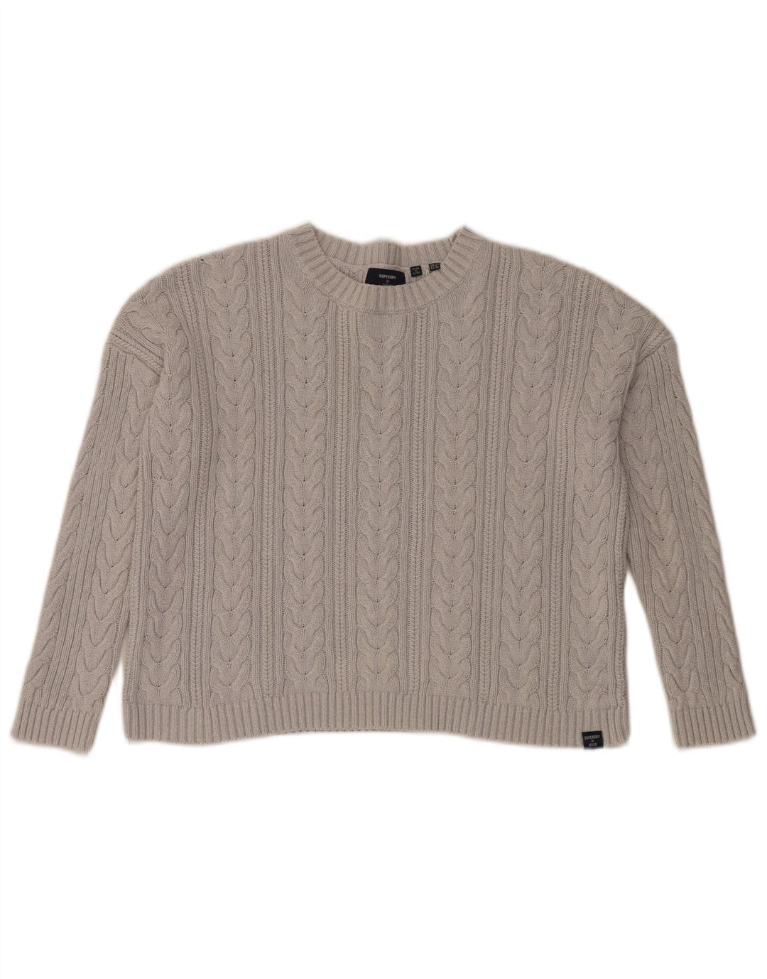 Superdry Damen Crop-Oversize-Pullover mit Rundhalsausschnitt, Gr. 10, Größe S, Grau
