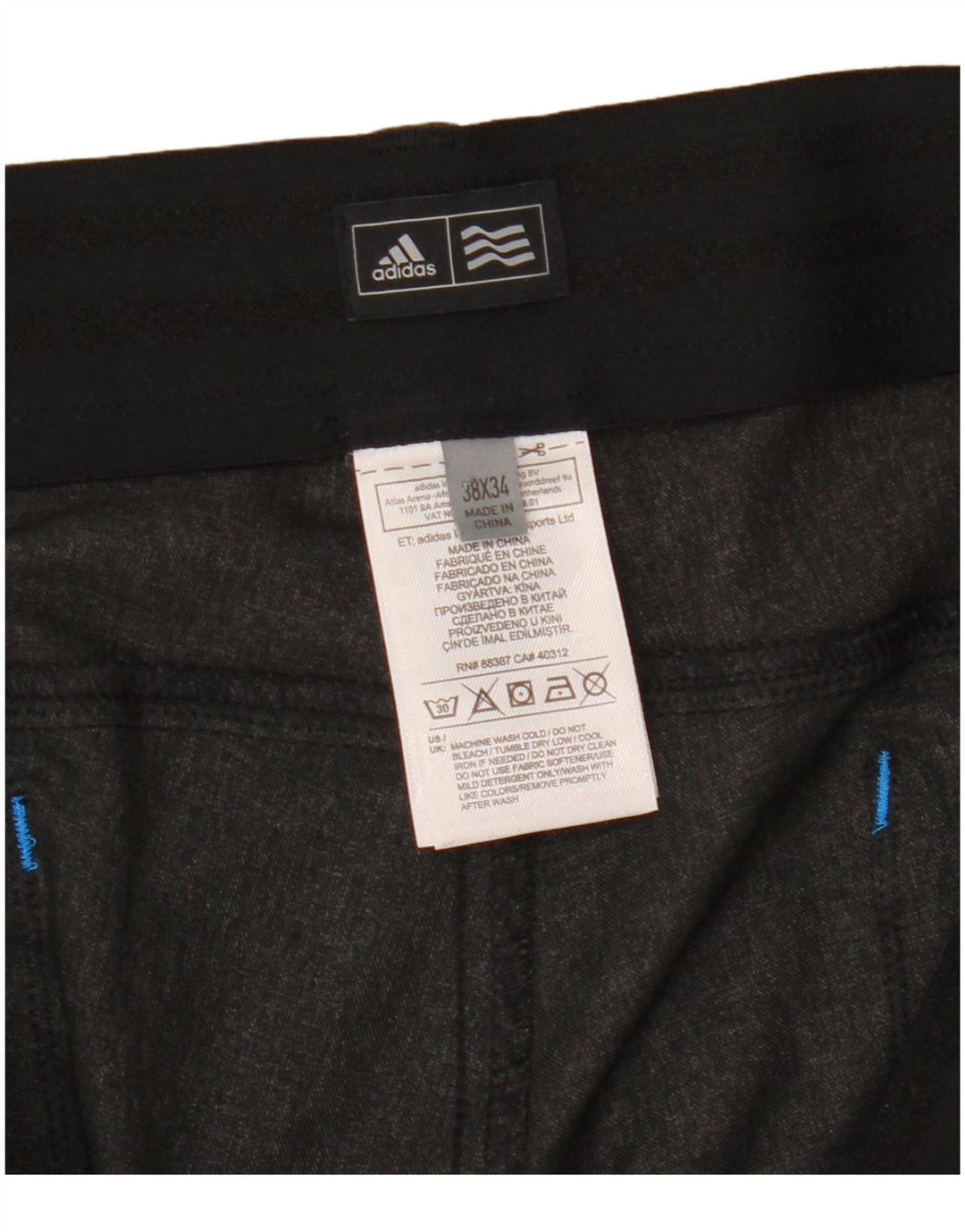 Adidas Herren gerade Freizeithose W38 L34 Grau Polyester