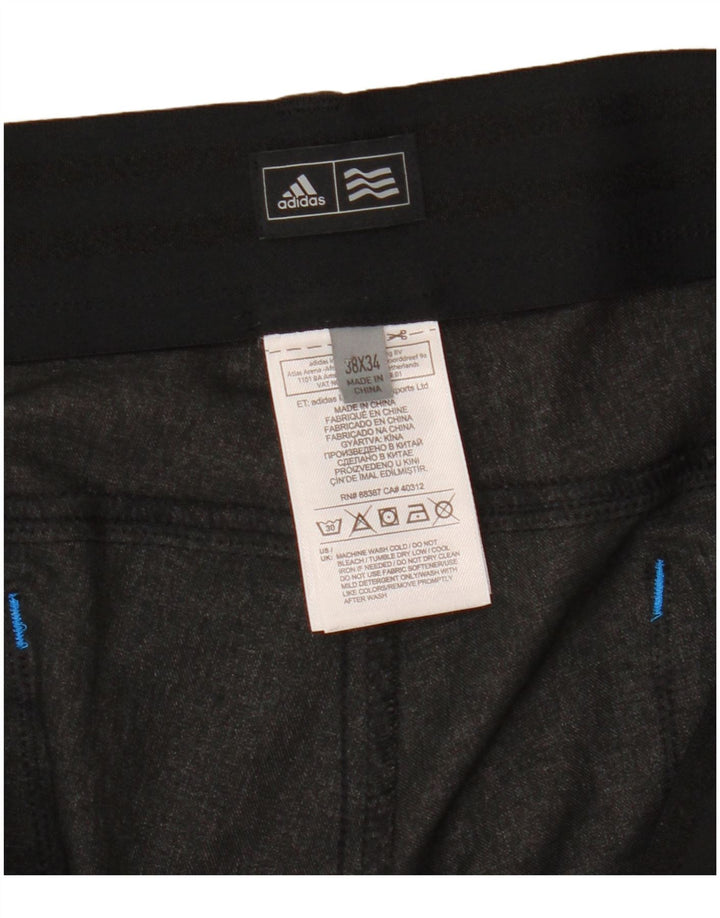 Adidas Herren gerade Freizeithose W38 L34 Grau Polyester