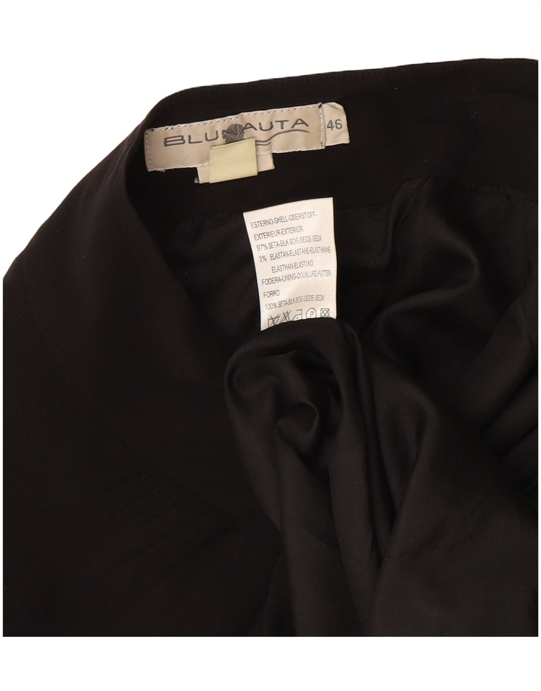 Blunauta Damen Minirock IT 46 Large W36 Schwarze Seide