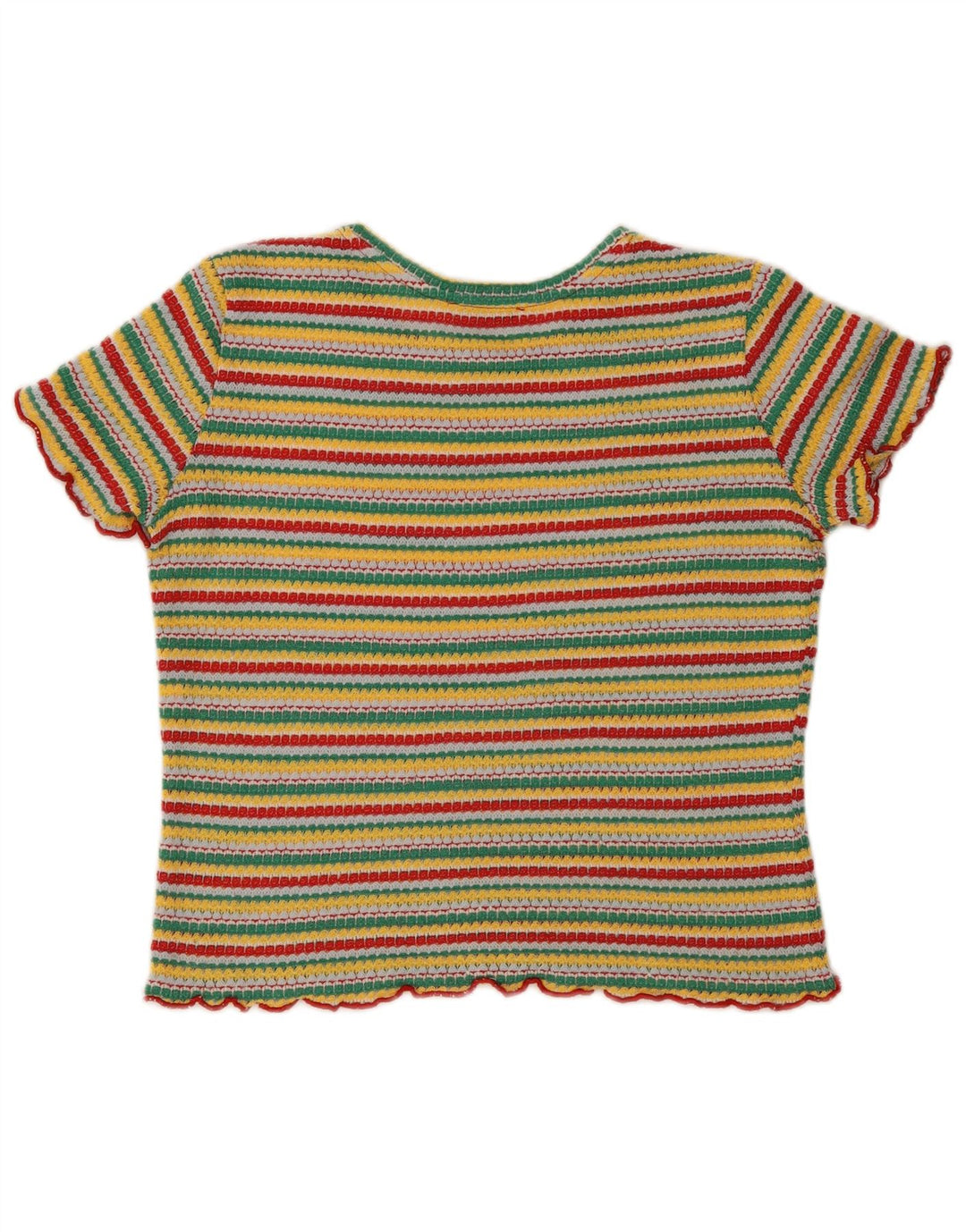 Zara Damen Crop T-Shirt Top UK 14 Large Mehrfarbig gestreift