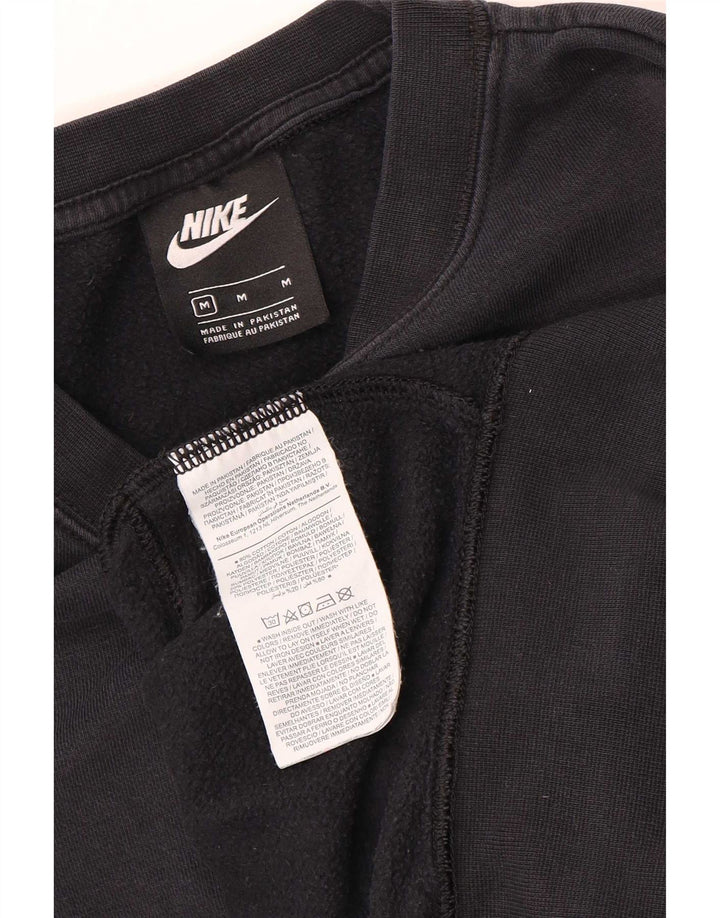 Nike Womens Crop Oversized Sweatshirt Pullover UK 14 Mittelschwarze Baumwolle