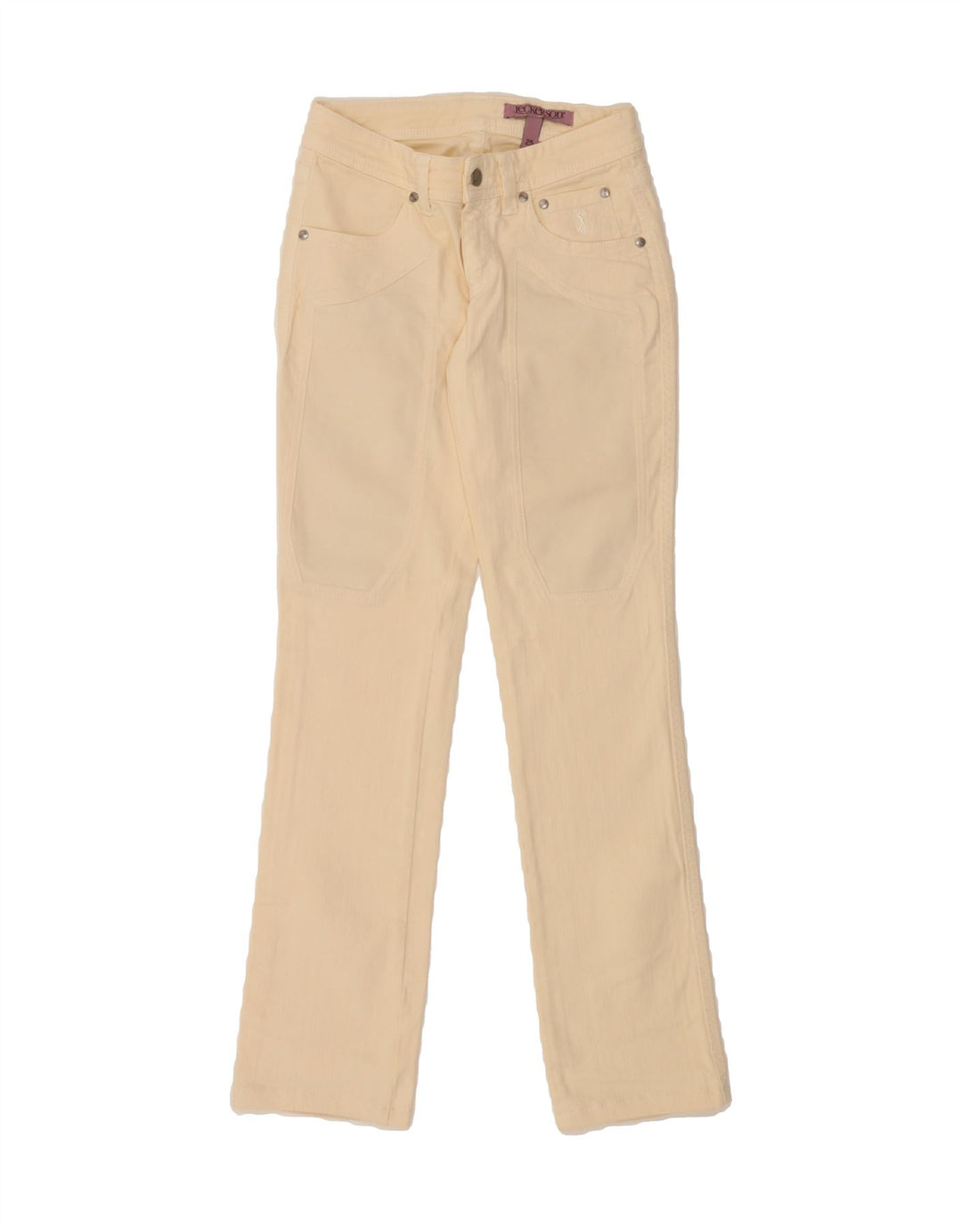 JECKERSON Womens Straight Jeans W25 L31 Beige Cotton Vintage Jeckerson and Second-Hand Jeckerson from Messina Hembry 