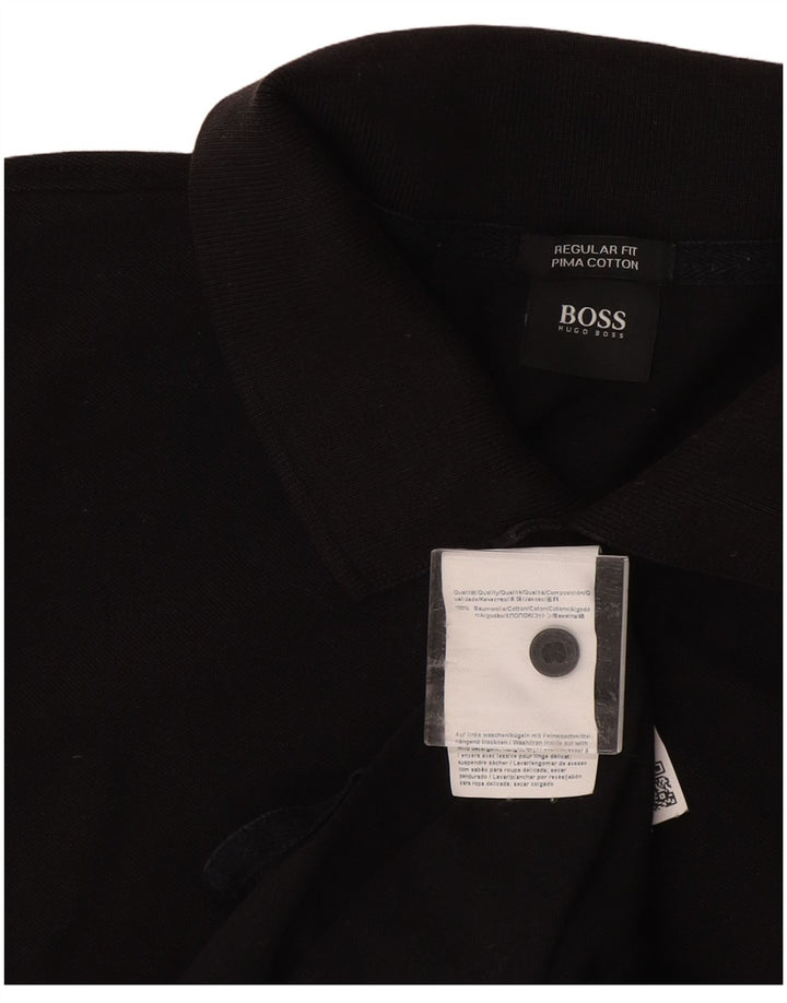 HUGO BOSS Herren-Poloshirt mit normaler Passform, mittelschwarze Baumwolle