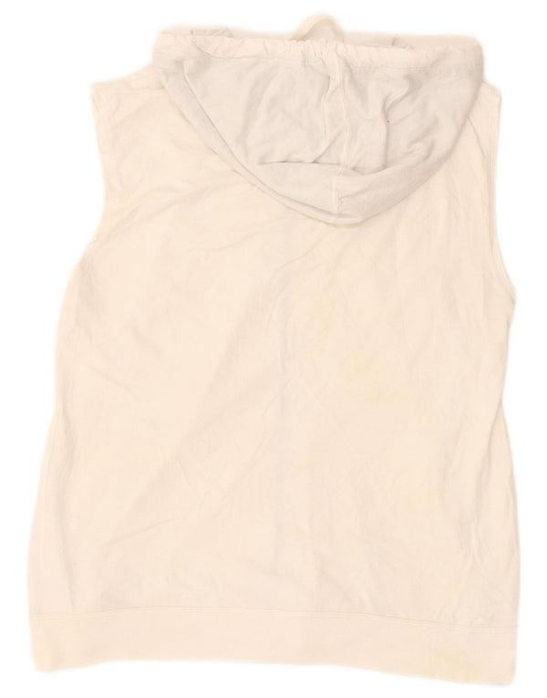 Converse Damen ärmelloser Kapuzenpullover mit Reißverschluss, UK 16, Größe L, weiße Baumwolle