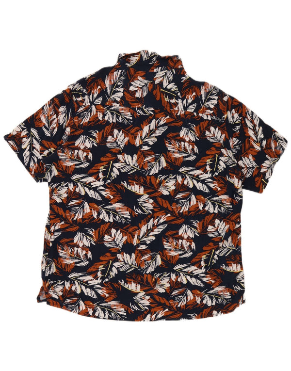 Chaps Herren-Kurzarmhemd XL, blau geblümt, Viskose