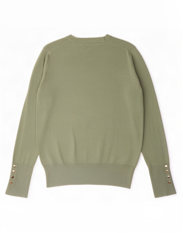 Zara Damen-Pullover mit Rundhalsausschnitt, UK 10, kleine grüne Viskose