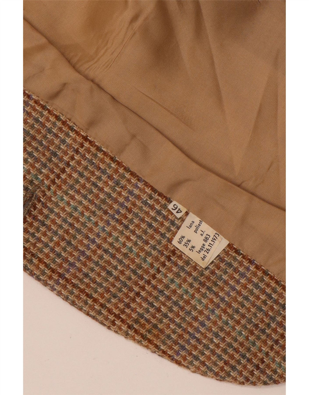 Vintage Damen 2-Knopf-Blazer-Jacke IT 46 Große braun karierte Wolle
